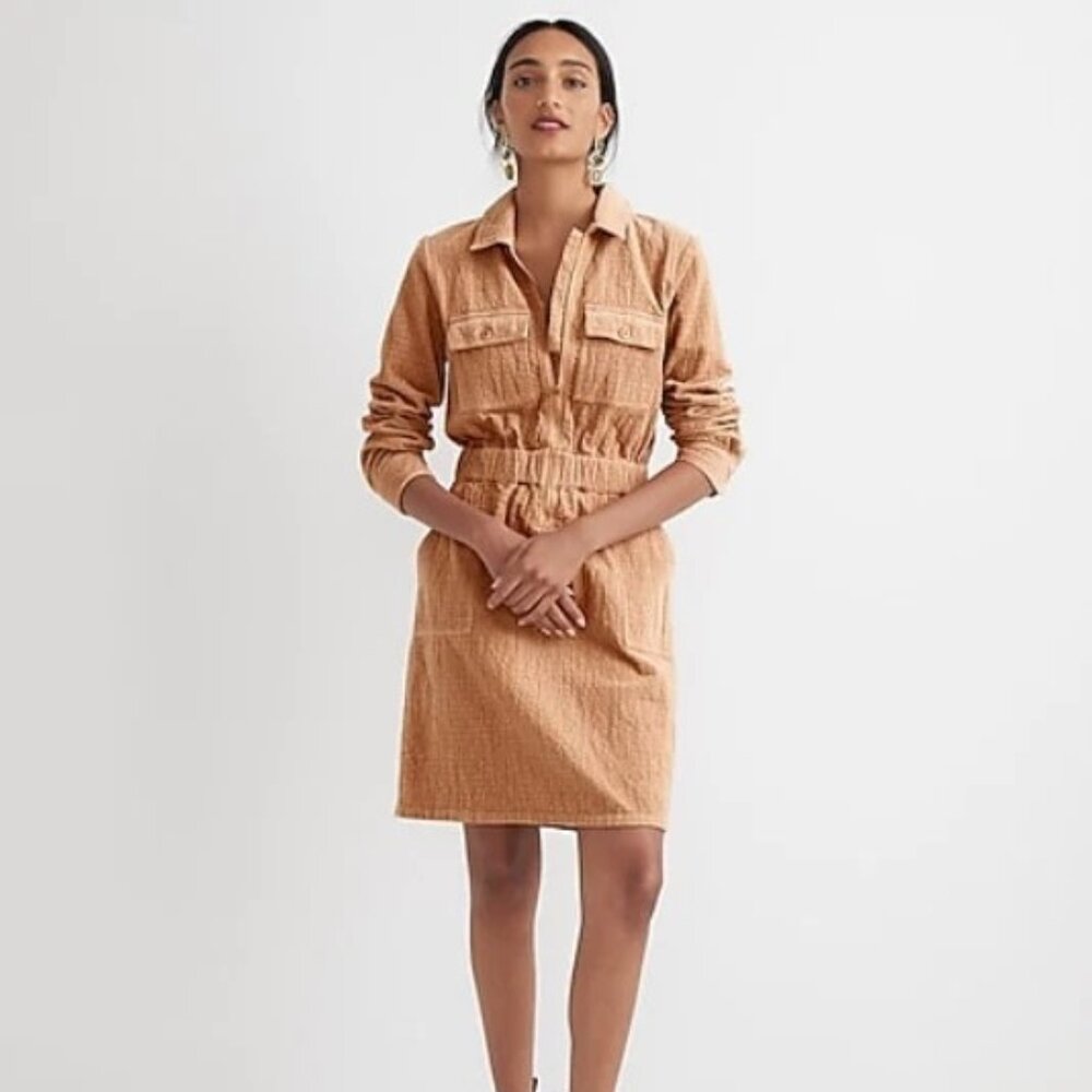 J. Crew Beige Corduroy 3/4 Zip-Up Dress Size 4